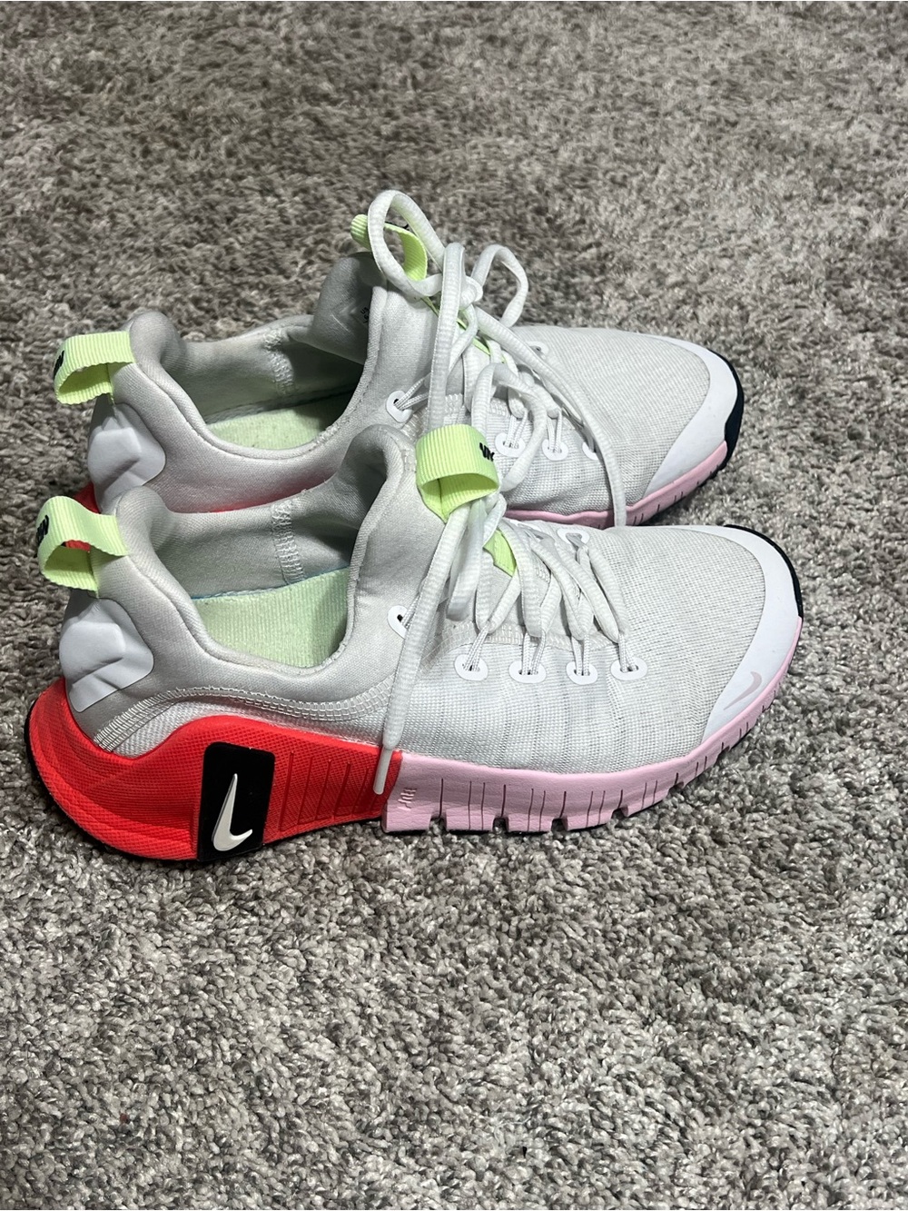Nike Women's White Training Sneakers with Pink & Red Accents